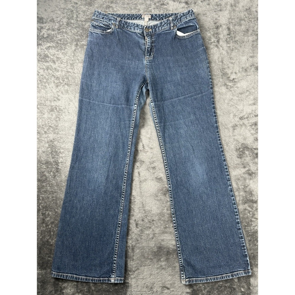 J. Jill Jeans Womens 12 Blue Bootcut Medium Wash Cotton Blend Stretch Denim